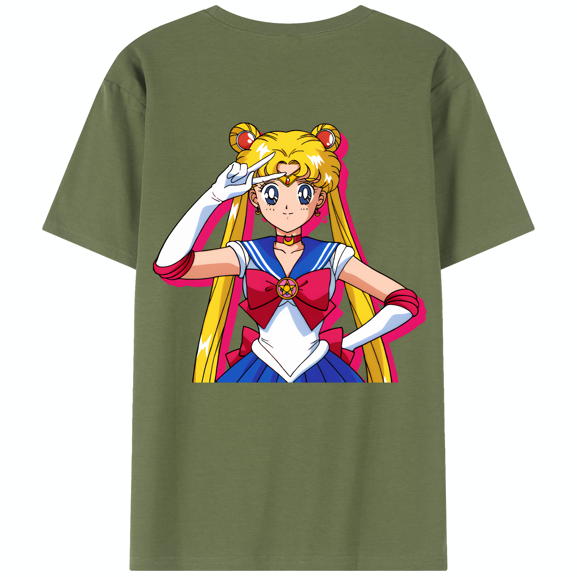 （画像用） 美少女戦士セーラームーン 月野 うさぎ つきの うさぎ Sailor Moon Tsukino Usagi 綿100％半袖Tシャツ（背面プリント）